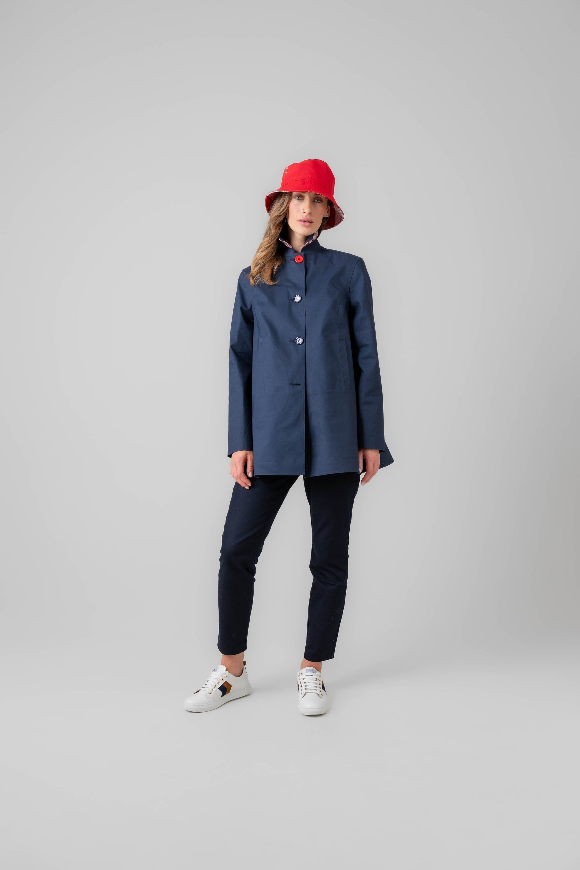 Article 9 pea coat - navy with red collar Tailored Coats